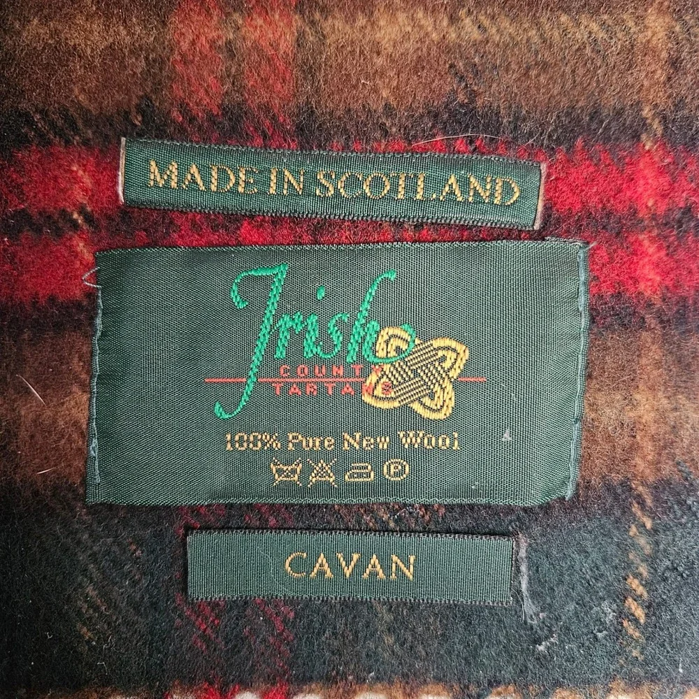 Irish County Tartans Cavan Scarf 100% Pure New Wool Made in Scotland Plaid Green